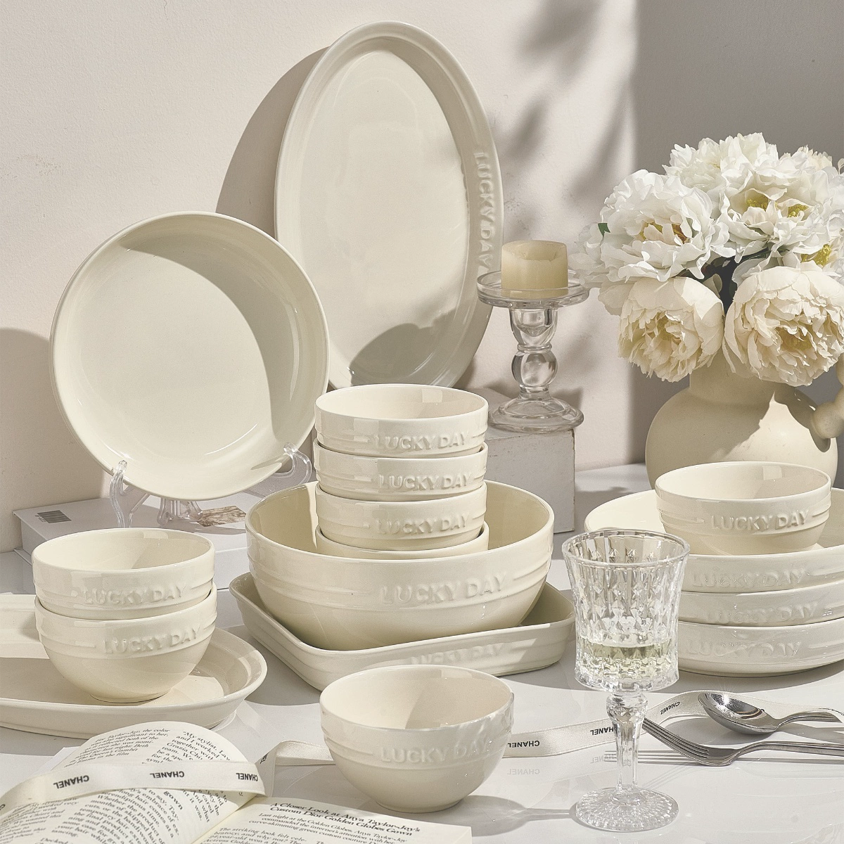 Керамическая чаша с ощущением кремаTableware, набор посуды 2025 года с подглазурной окраской чаши и палочки для дома, переносной набор