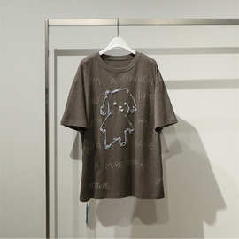 2026春季新款女装休闲风卡通印花棉质T恤圆领宽松上衣 4H2201361