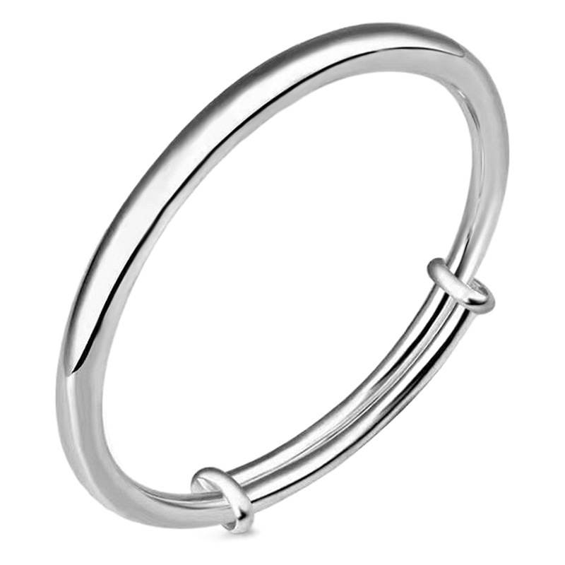 Simple Classic Personalized Open Silver-Plated Bracelet for Women, Smooth Bracelet, Round Bar Push-Pull Bracelet, Factory Wholesale