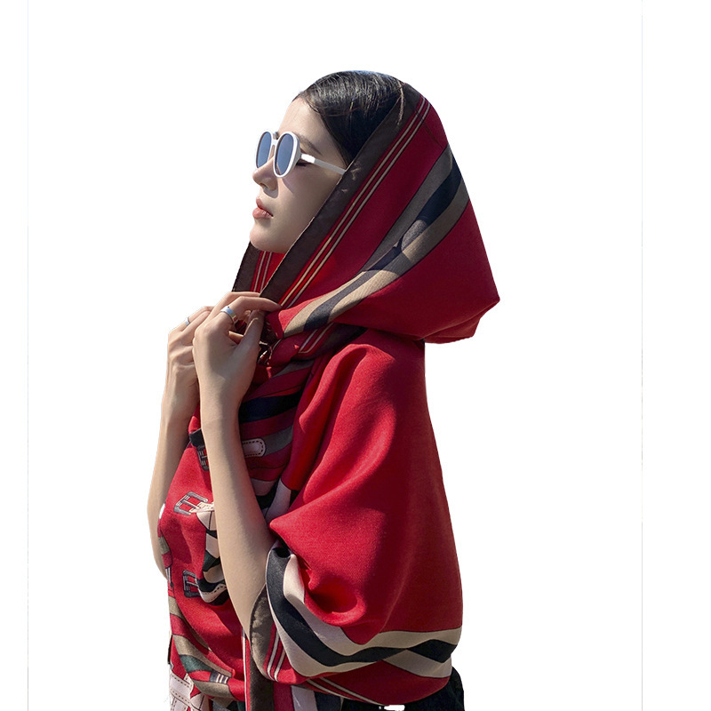 Estilo coreano simple de algodón y lino sensación bufanda protección solar viaje chal Exterior las mujeres cadena borla larga toalla playa