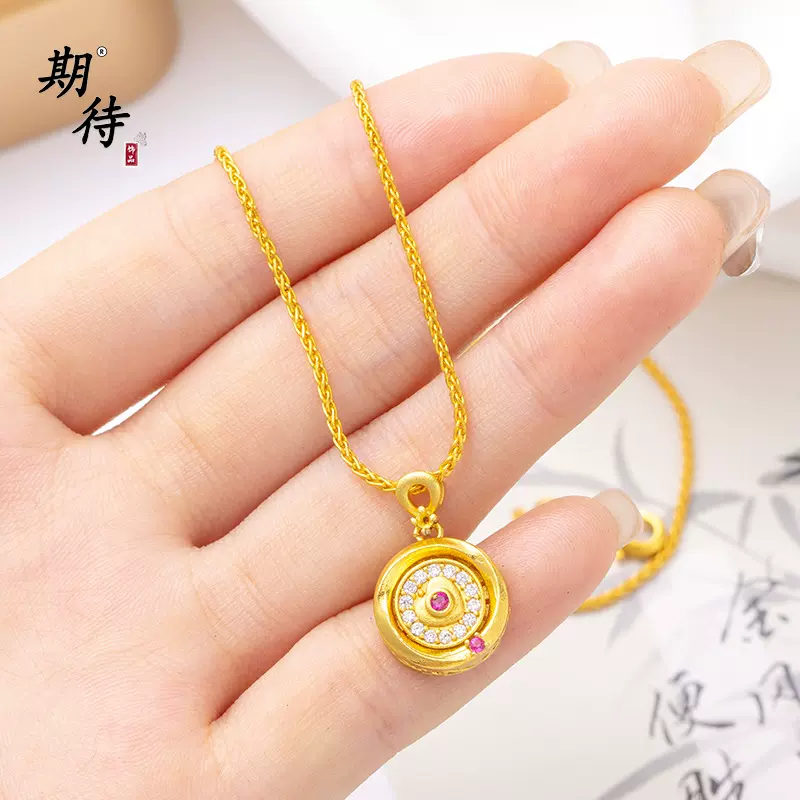 期待复古个性百搭镶钻镂空diy吊坠项链气质轻奢爱心罗盘挂件挂饰