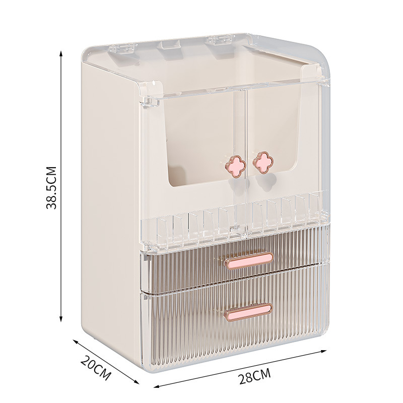 Caja de almacenamiento de cosméticos Tocador de escritorio a prueba de polvo Caja de almacenamiento de productos para el cuidado de la piel Mascarilla transparente multicapa Soporte de almacenamiento de lápiz labial