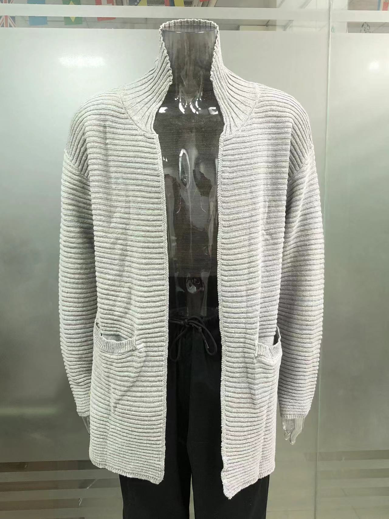 2023 Otoño e Invierno Nuevo cardigan de color sólido cuello alto de manga larga suéter de punto abrigo transfronterizo Amazon suéter europeo y americano