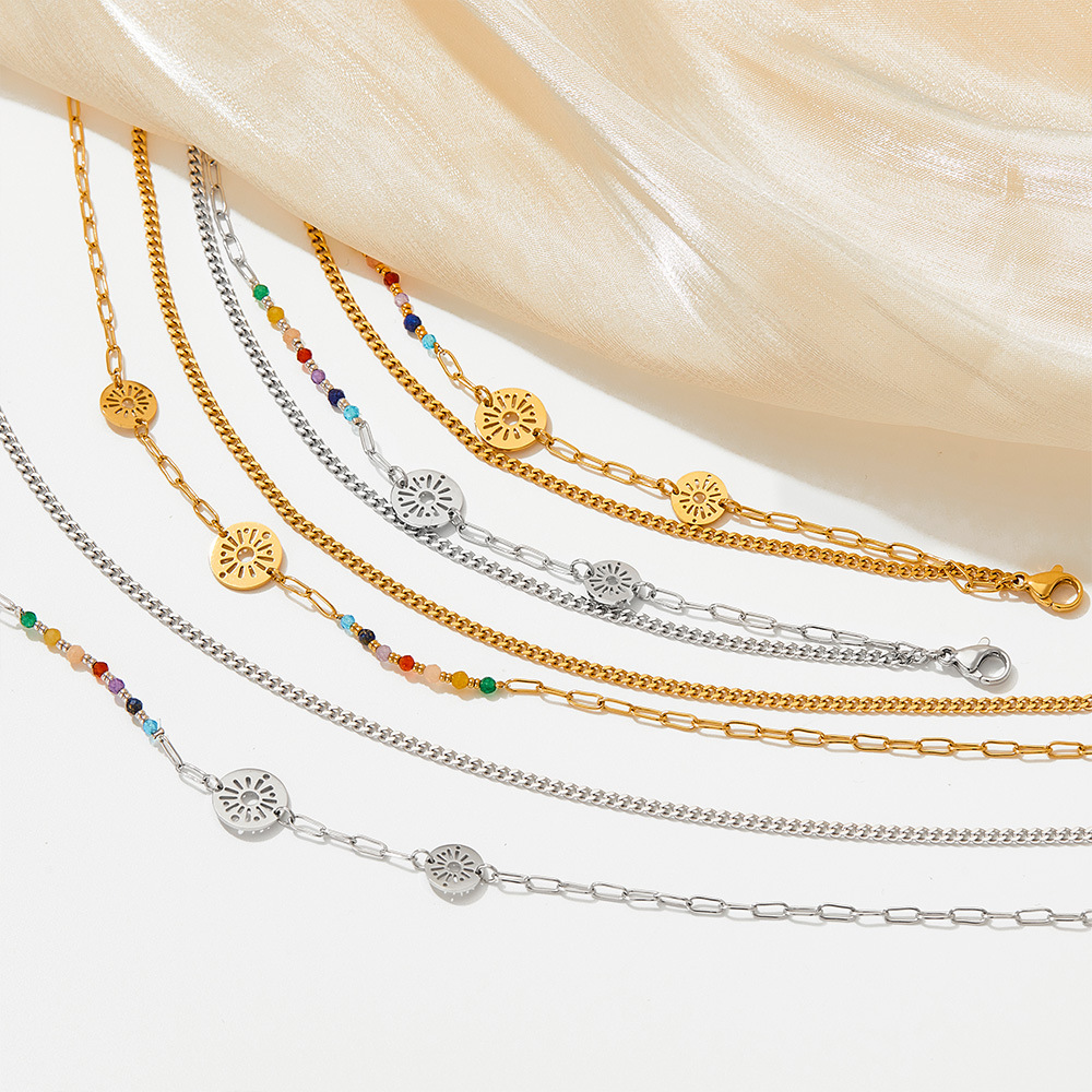 Simple Style Flower Stainless Steel Plating Womenu0027S Anklet 1 Piece