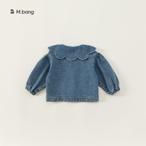 babycity girls denim jacket spring and autumn Korean style children's lace collar denim top cardigan QY82075