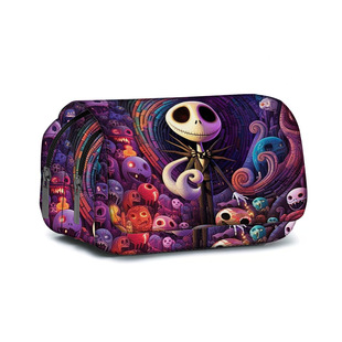 Skull Skull Pencil Case Halloween Full Print Stationery Box Jack Primary and Secondary School Students Animation Pencil Case Large Capacity Pencil