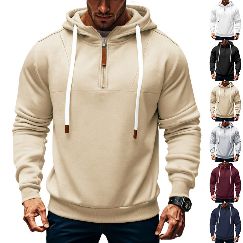 Cross-Border Winter European and American Heavyweight Velvet Men's and Women's Same Style Couple Loose Hooded Zipper Commuter Tank Drawstring Sweatshirt