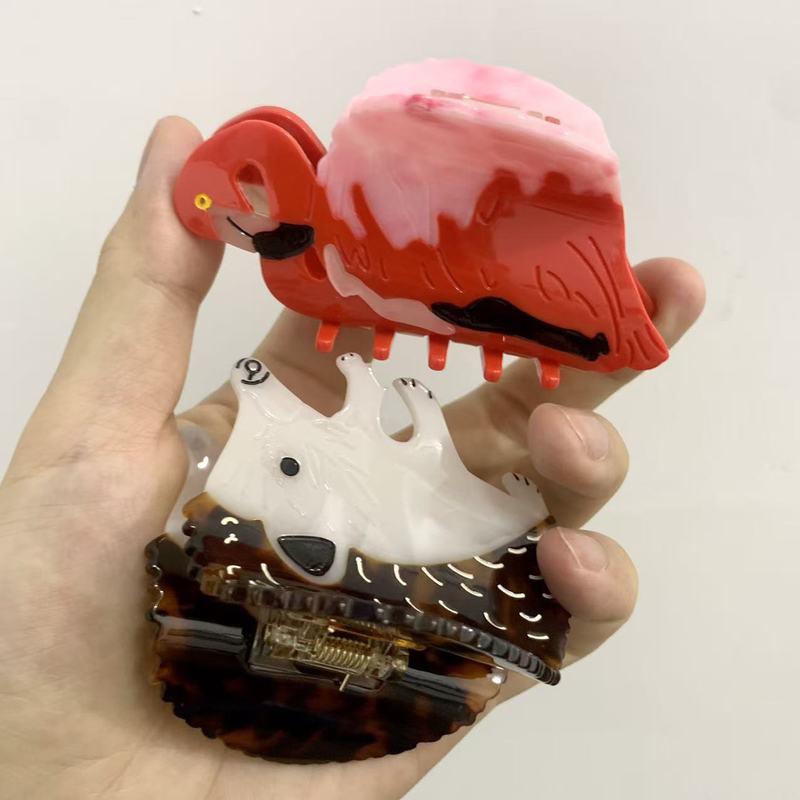 卡通刺猬醋酸抓夹高级感可爱百搭后脑勺盘发抓夹小众鲨鱼夹发卡女|undefined