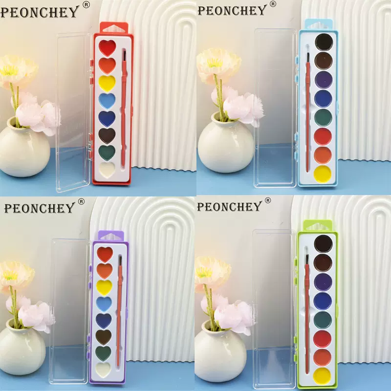 跨境情人节6色8色爱心半干固体颜料粉饼绘画套装水彩绘画美术颜料