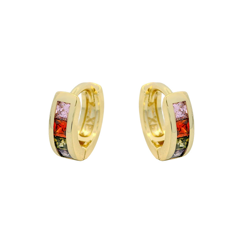 Xuping incrustado de zircon de color europa y americana aleación de cobre transfronteriza chapado 14k color geométrico arantes redondos pernos de orejas