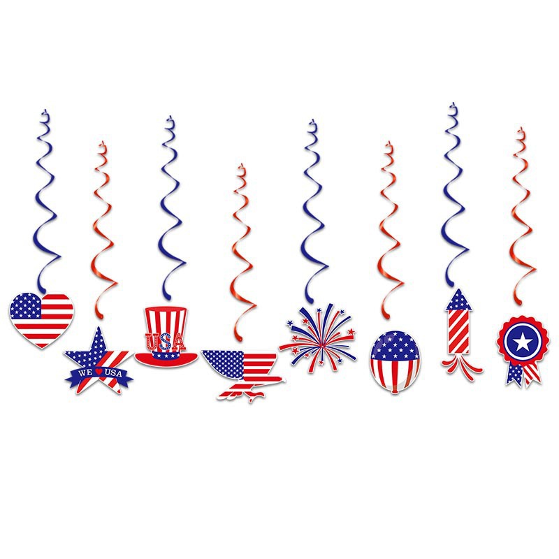 Nuevo estilo transfronterizo de la fiesta del Día de la Independencia de EE. UU. Decoración de la bandera colgante en espiral juego 4th of July decoración