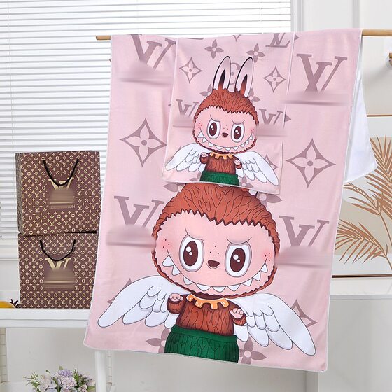 Tide Brand Bath Towel Two-Piece Set Big Brand New Printed Cross-Border Beach Towel Big Brand Household Quick Dry Hair Towel Wholesale