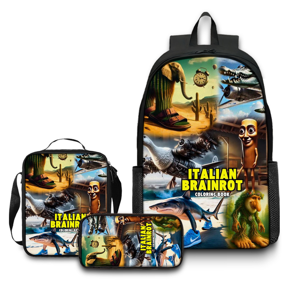 Nuevo producto transfronterizo Italian Brainrot Mochila con estampado digital