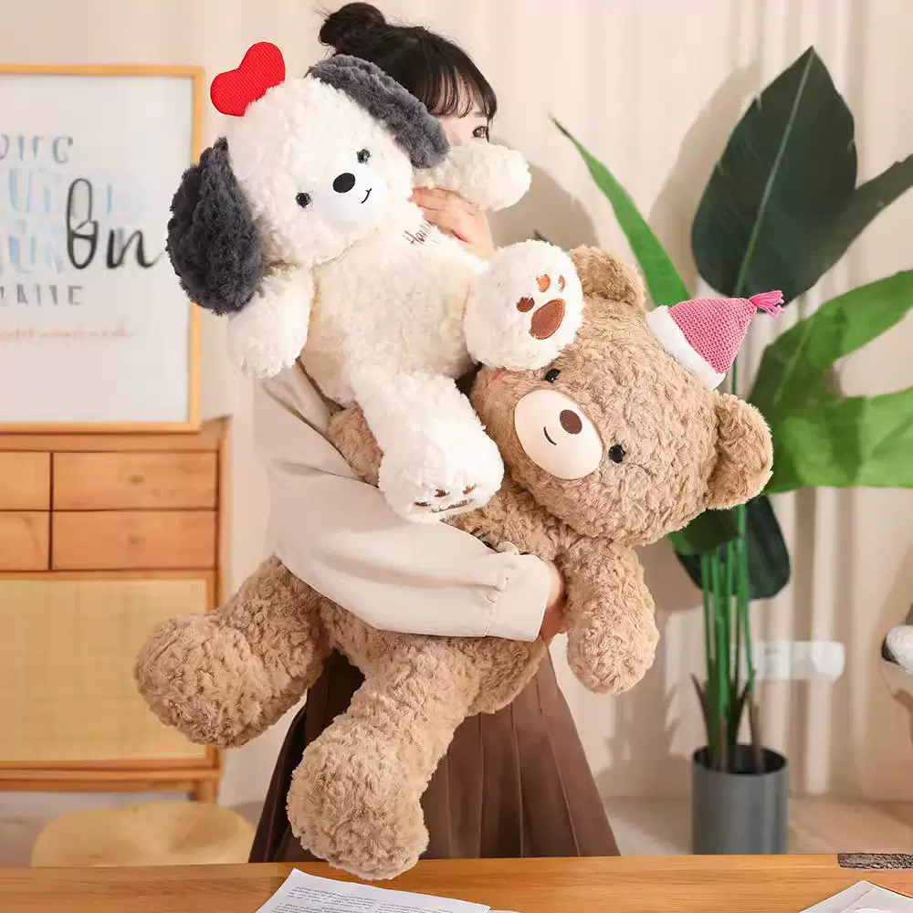 新款精品小熊小狗小兔子可爱萌宠8寸抓机玩偶毛绒玩具生日礼物女