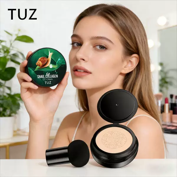 Tuz Snail Collagen Cc Cream Mushroom Head Snail Cushion Bb Cream Foundation Liquid Concealer Foreign Trade English 0214