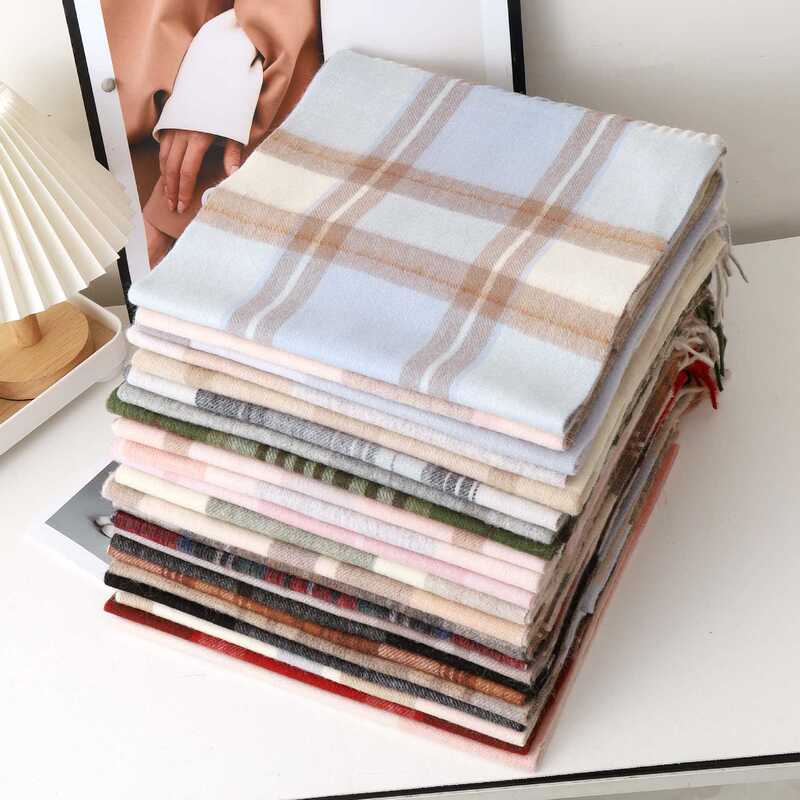 Wool Scarf with a High-End Feel, Unisex, Versatile, Thickened, New Autumn and Winter Style, Plaid Patchwork, Warm Neck Scarf, Wasteland Style Wool Scarf with a High-End Feel, Unisex, Versatile, Thickened, New Autumn and Winter Style, Plaid Patchwork, Warm Neck Scarf, Wasteland Style