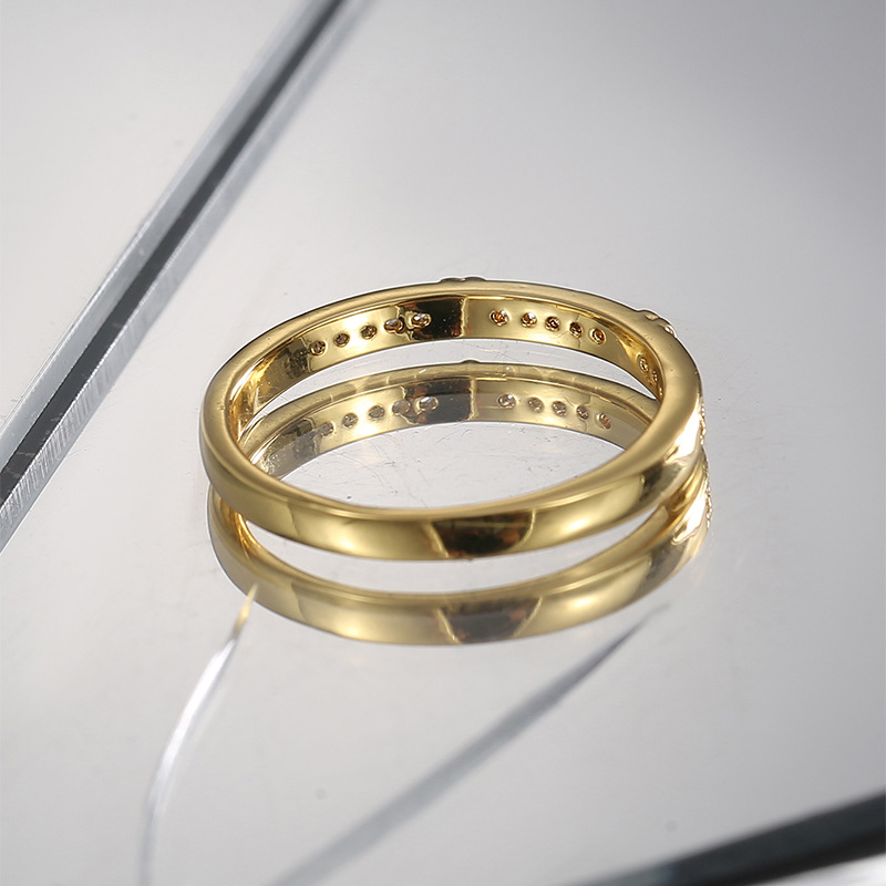 6, 9 Ring Size 1 Piece Quantity Sweet Heart Shape Copper Plating Inlay Zircon Gold Plated Rings