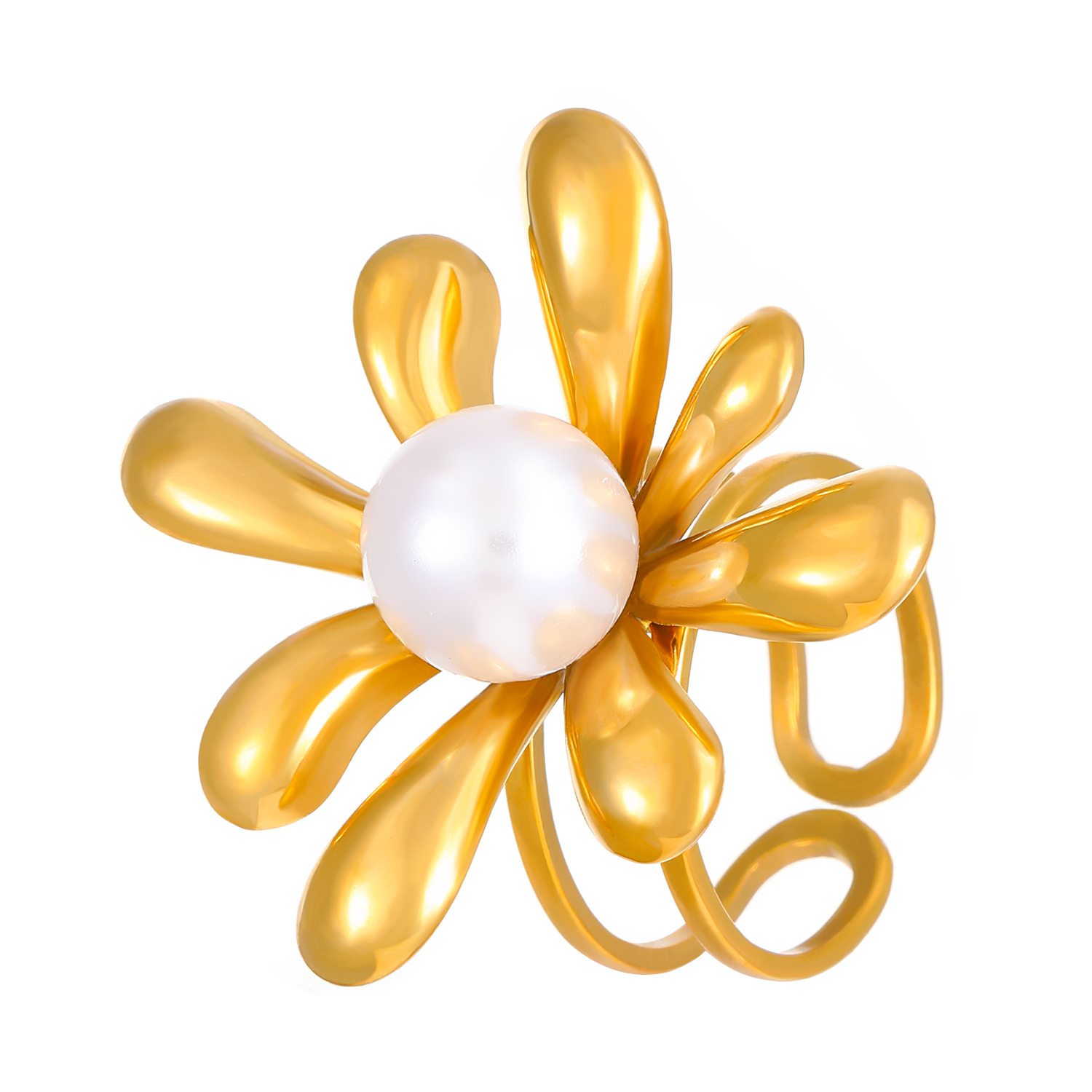 9g Weight Open Rings Classification 1 Piece Quantity Holiday, Daily Occasion 304 Stainless Steel Material Flower Pattern All Seasons Season Women's Gender Plating Design Vacation, Classic Style Style Wholesale Jewelry Vacation Classic Style Flower 304 Stainless Steel Plating Open Rings 6