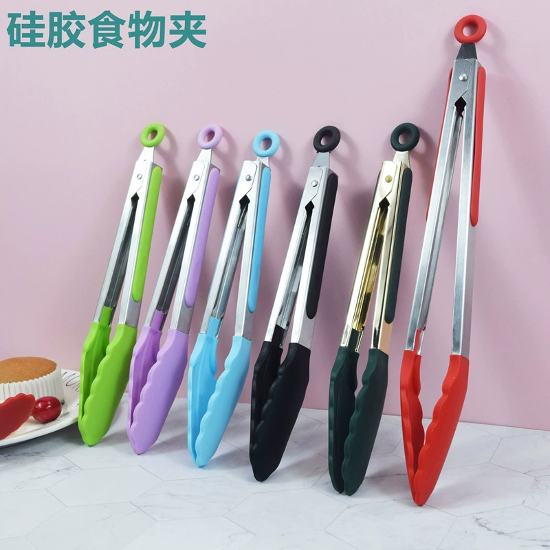 Силиконовый зажим для еды пищевой зажим из нержавеющей стали пищевой Зажим 7 дюймов 9 дюймов 12 дюймов зажим для хлеба буфет зажим