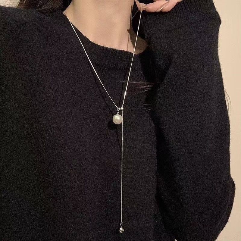 실버 진주 스웨터 체인