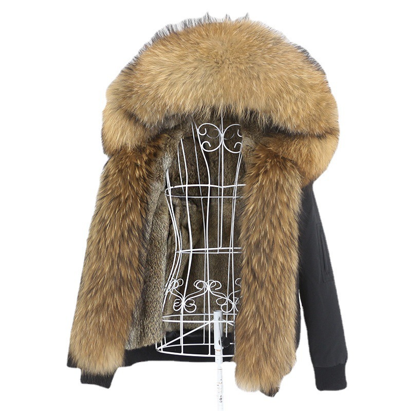 Women's Clothing New Style Parka With Thickened Rabbit Fur Lining Detachable Real Fox Fur Collar Jacket Fur Coat For Women_voghion.com
