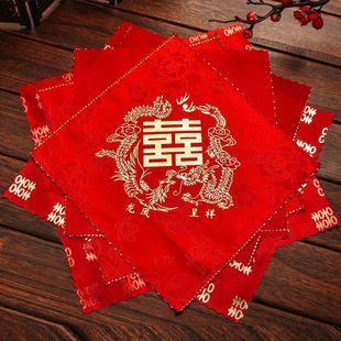 Handkerchief handkerchief wedding red Chinese happy word mandarin duck dragon and phoenix wedding bride woman accompanying wedding supplies