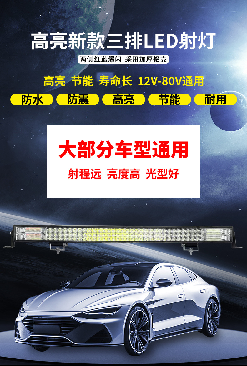 Car Led Strip Spotlight 12V 24V Grille Headlight Truck Led Bar Light Agricultural Machinery Work Super Bright Fog Light Strobe