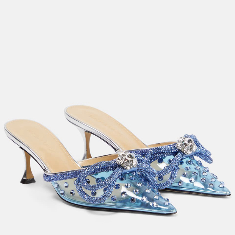 Huizhou's New Rhinestone Transparent High-Heeled Sandals Women's Stiletto Pointed Toe European and American High-Heeled Shoes with Toe Cap Foreign Trade