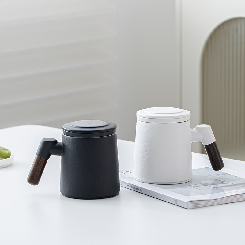 セラミック茶水分離ティーカップ、シンプルな家庭用ウォーターカップ、マグカップ、ビジネスギフトカップ、ロゴ入りお土産|undefined