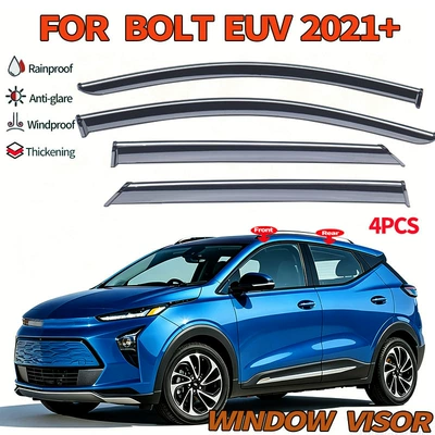 Suitable for cross-border exclusive supply of Chevrolet Bolt EUV 2021+ Window Visor (Rain shield) - cross-border-customized-labeling-chevrolet-bolt-euv-mk1-2021ps-with-silver-trim4-piece-set