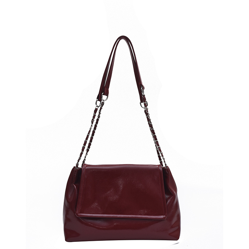 Bolsa de hombro de textura plateada de gran capacidad de transporte de cadena, nuevo nicho de diseño retro bolso de mujer