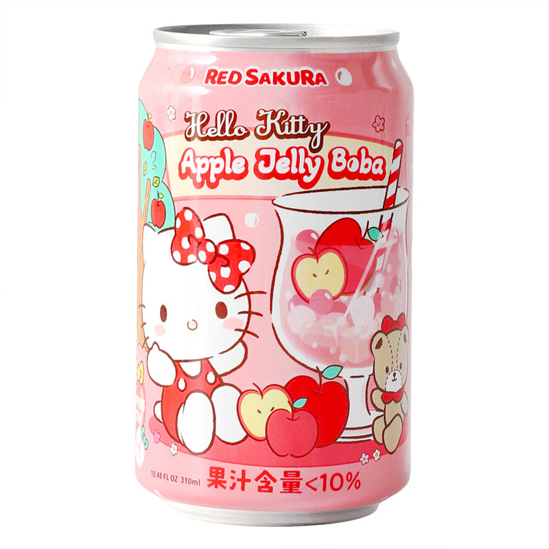 中国台湾进口三丽鸥凯蒂猫蜜桃风味汽水解渴葡萄苹果味进口食品|undefined