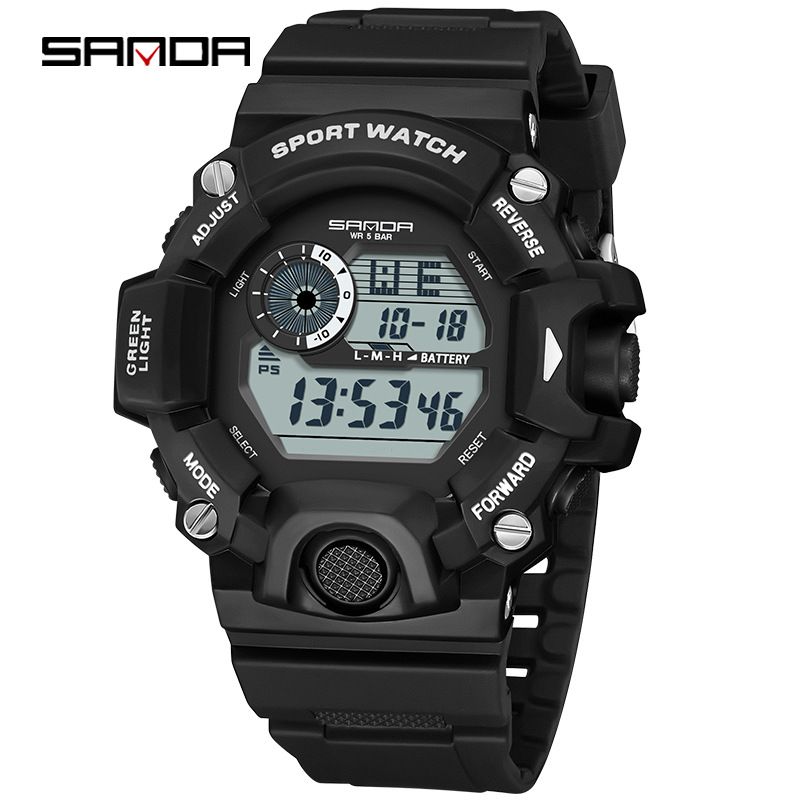 Sanda reloj electrónico de moda monoplaza multifunción reloj de estudiantes de secundaria impermeable reloj despertador reloj de deporte de luz nocturna
