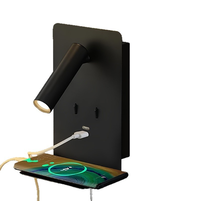 クロスボーダー LED ウォールランプ USB ポート携帯電話棚充電スイッチ付き寝室の壁ランプミニマリストホテルのベッドサイド読書|undefined