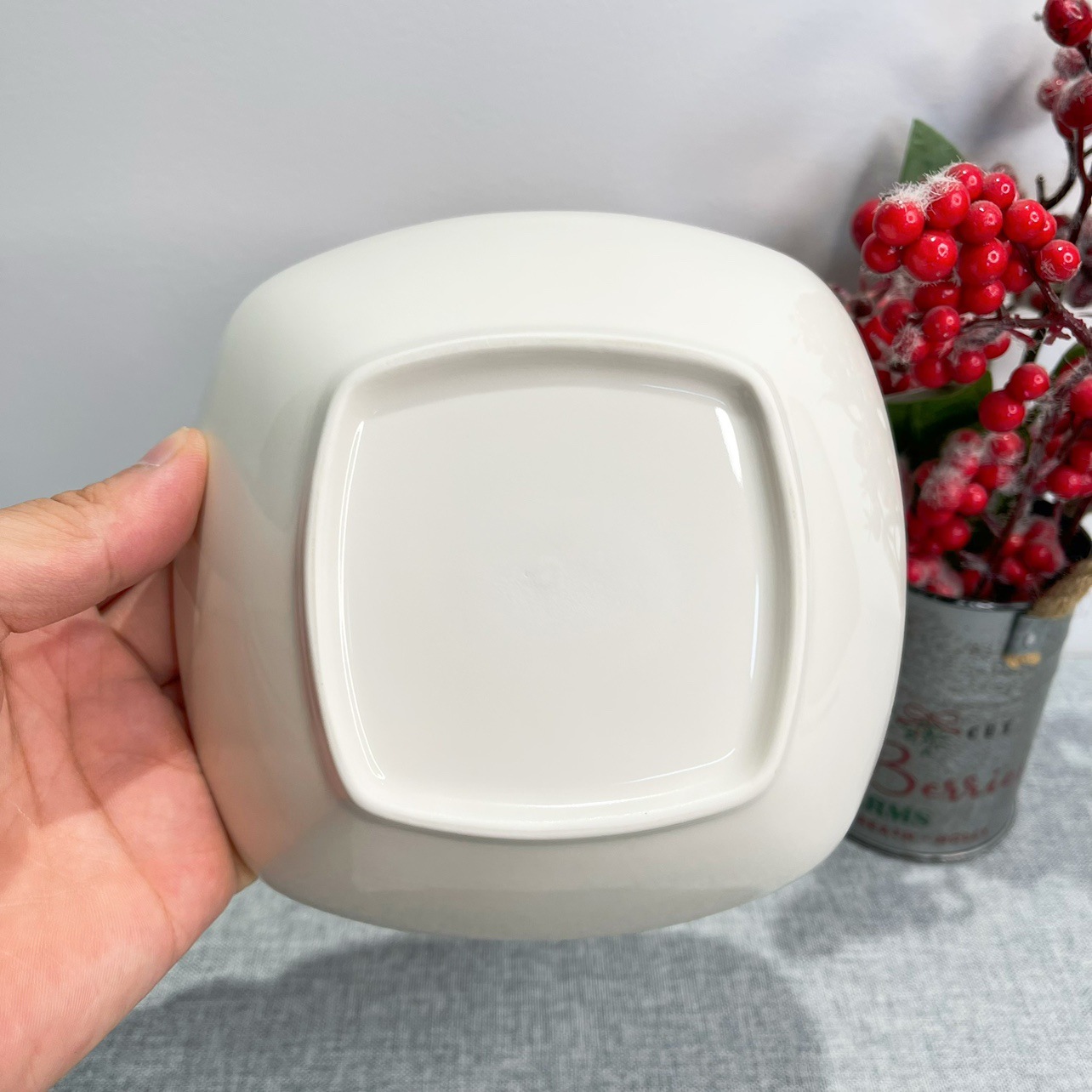 Lu Cang LZ exporta el último pedido de vajilla, serie de porcelana blanca, cuenco cuadrado de cerámica para una sola fruta