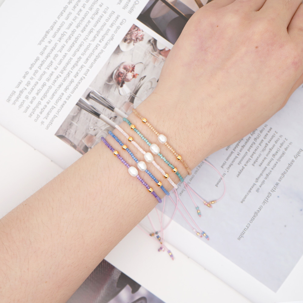 Simple Style Solid Color Glass Beaded Pearl Womenu0027S Bracelets 1 Piece