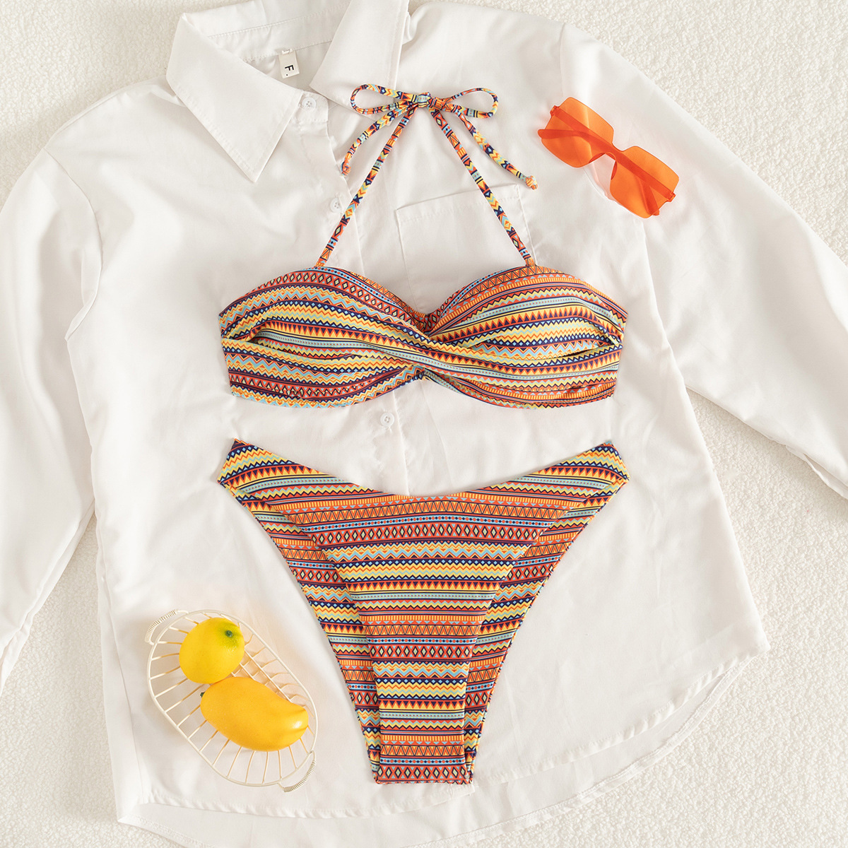 Damen-Bikini, zweiteilig, stylisches Set aus schnelltrocknendem Polyester, dezente Bedeckung, ideal für Strand und Pool_voghion.com