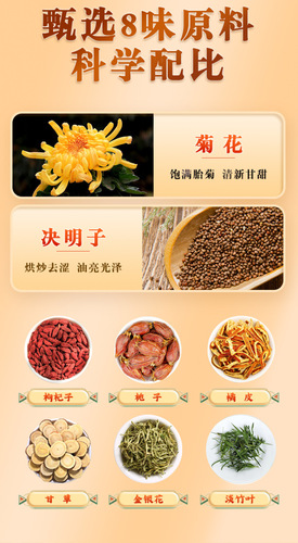 Eight-Taste Chrysanthemum Cassia Goji Berry Tea Box Pack with Licorice and Frangipani Herbal Tea, Authentic Ingredients, Wholesale and Dropshipping