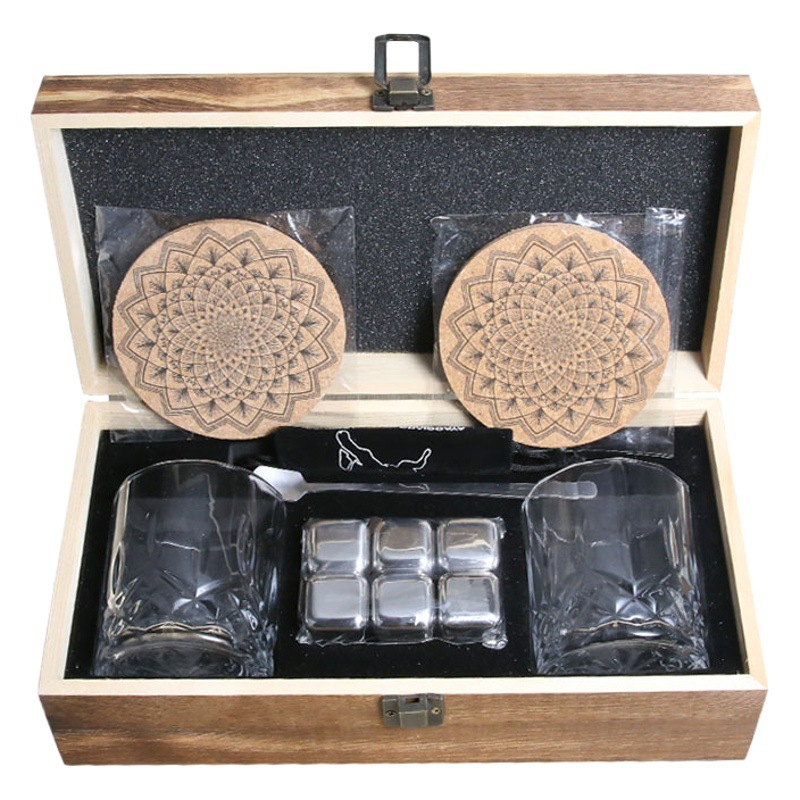 2022 Whiskey Icewine Stone Stainless Steel Ice Cube Stone Ice Wine Stone Wooden Box Gift Box suit