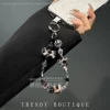 Black [leopard print bow see-through bead chain ☆ free spacer for collection]