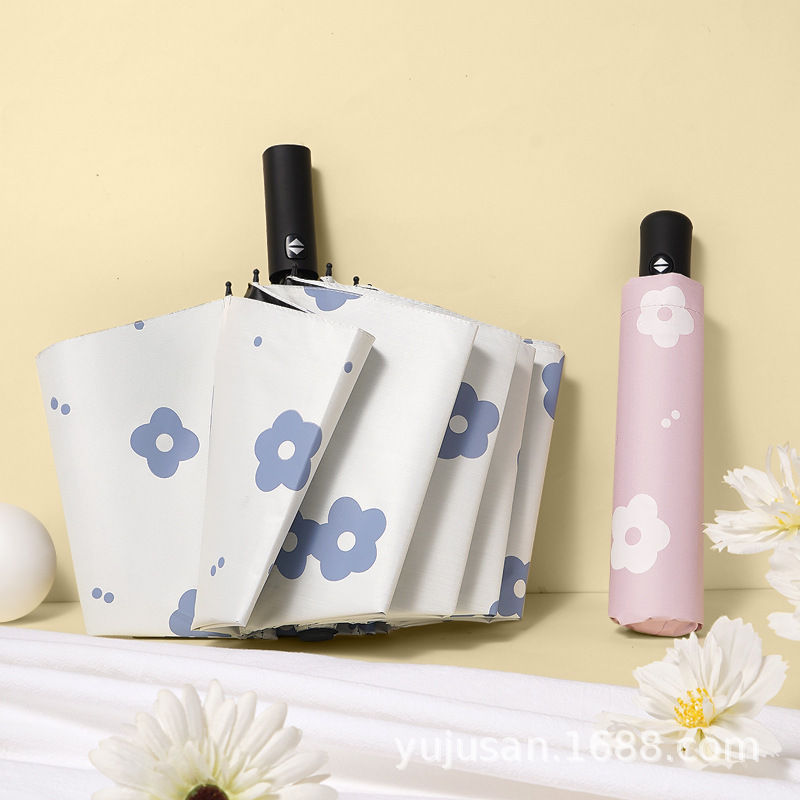 Fully Automatic Flower Umbrella for Women Ins Style Sunny or Rainy Sun Umbrella Sunshade 70% off Stacked Vinyl Sun Protection Uv