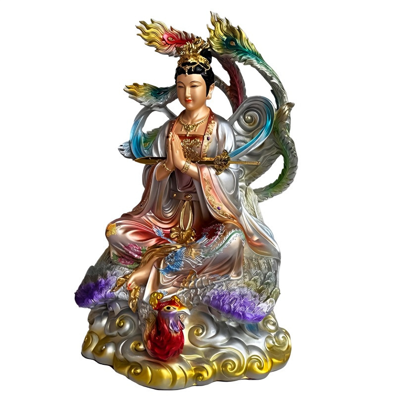 铜彩九天玄女娘娘神像家用佛堂供奉玄母天尊真身寺庙摆件批发树脂|undefined