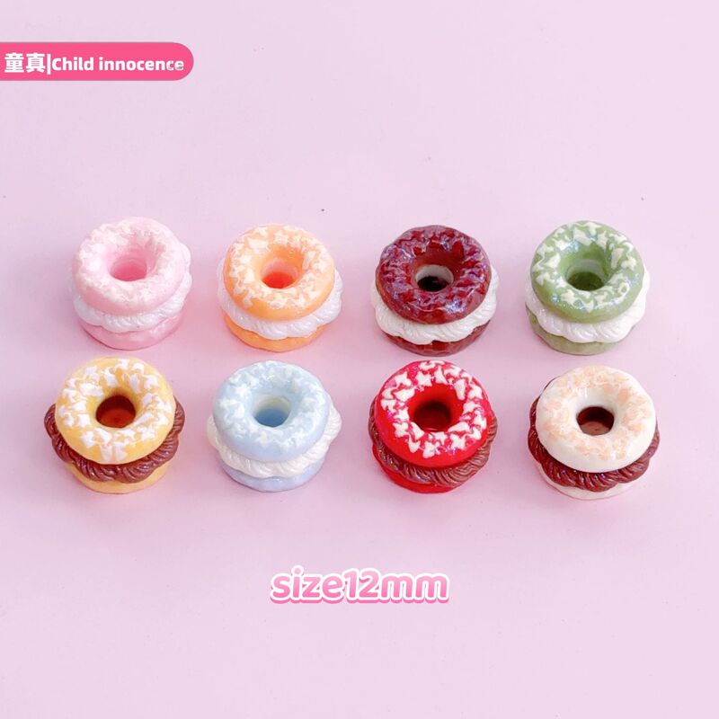 S223 Mini Sandwich Donut Food Toy Decoration DIY Hair Accessories with Handmade Cream Glue Embellishments