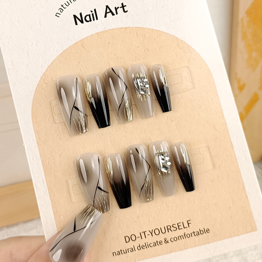 Manicura de Año Nuevo, 10 piezas de diamantes de perlas hechos a mano, arte de uñas portátil, parche de uñas Xiaohongshu, venta al por mayor