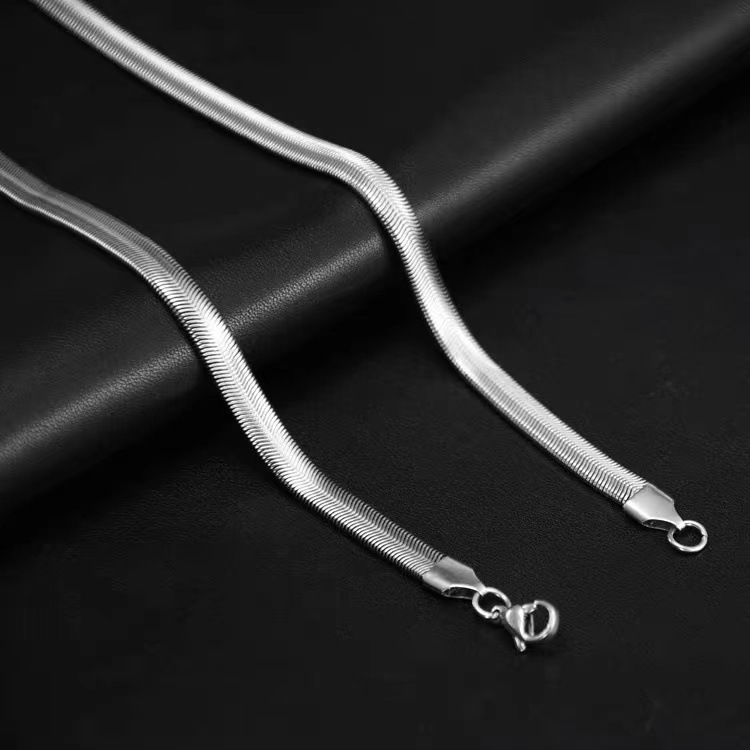 扁形蛇骨链项链3mm4mm钛钢时尚外贸爆款锁骨链简约男女款刀片链条