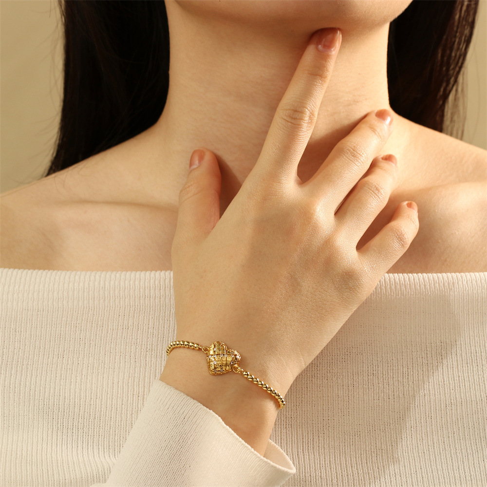 10g Weight Copper Pendant Material Zircon Inlay Material Bracelets Classification Copper Chain Material Daily Occasion Copper Material Sun, Moon, Heart Shape Pattern Women's Gender Beaded, Star Design Simple Style Style Copper Simple Style Beaded Star Sun Moon Heart Shape Zircon Bracelets 4
