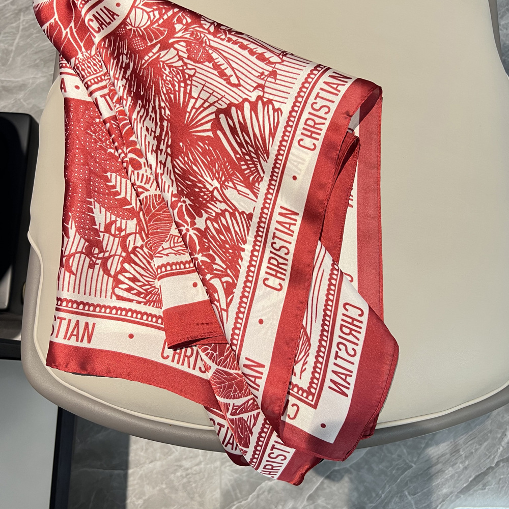 45g Weight Silk Scarf Classification Satin Material Summer Season Women'S Gender Women's Elegant Bird Satin Printing Scarves & Gloves 5