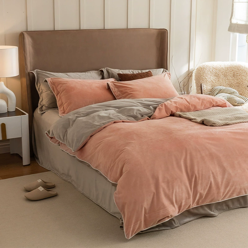 2025 новый молочный бархат набор из четырех частей коралловый бархат зимний двухсторонний бархатный простыни одеяло фланелевое постельное белье
