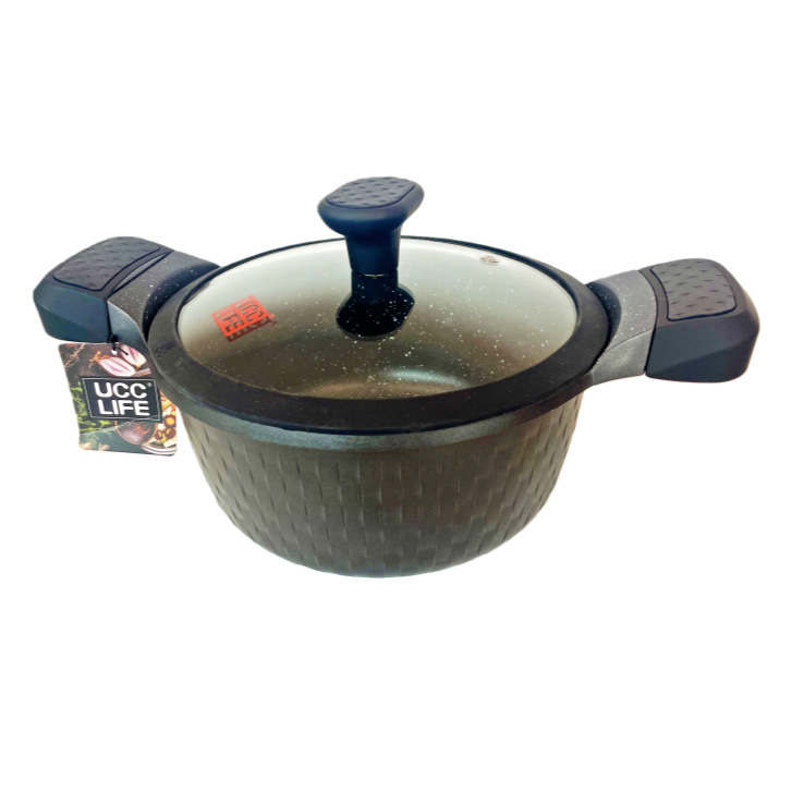 Juego de 20 piezas de rayas verticales DONNOR, juego de utensilios de cocina de aluminio fundido a presión antiadherente, olla de sopa, sartén, mármol