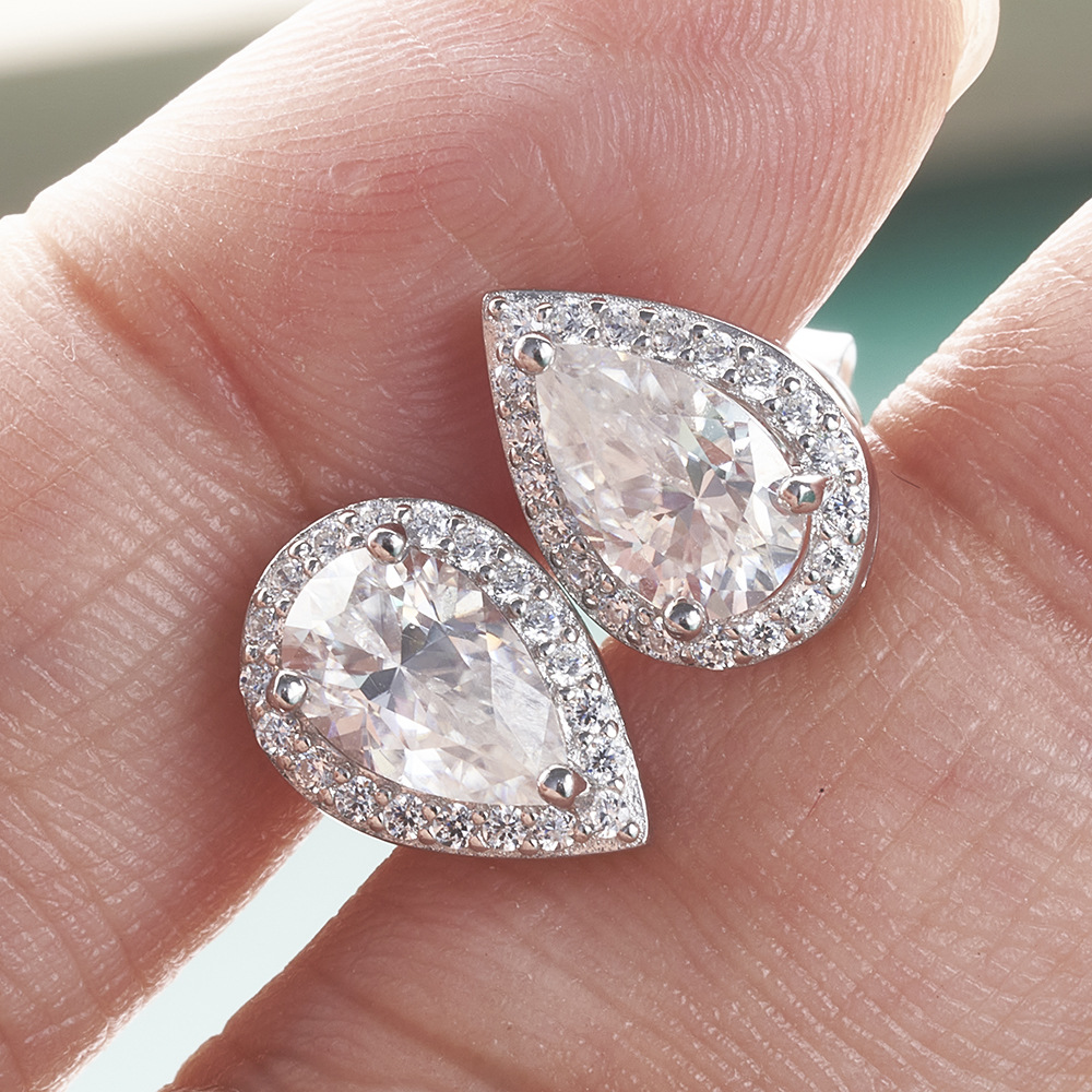 Princesa de plata esterlina 1 / 2 quilates suministro de fábrica de orejetos de piedra de mozanita cuadrados de plata esterlina fuente de orejetos